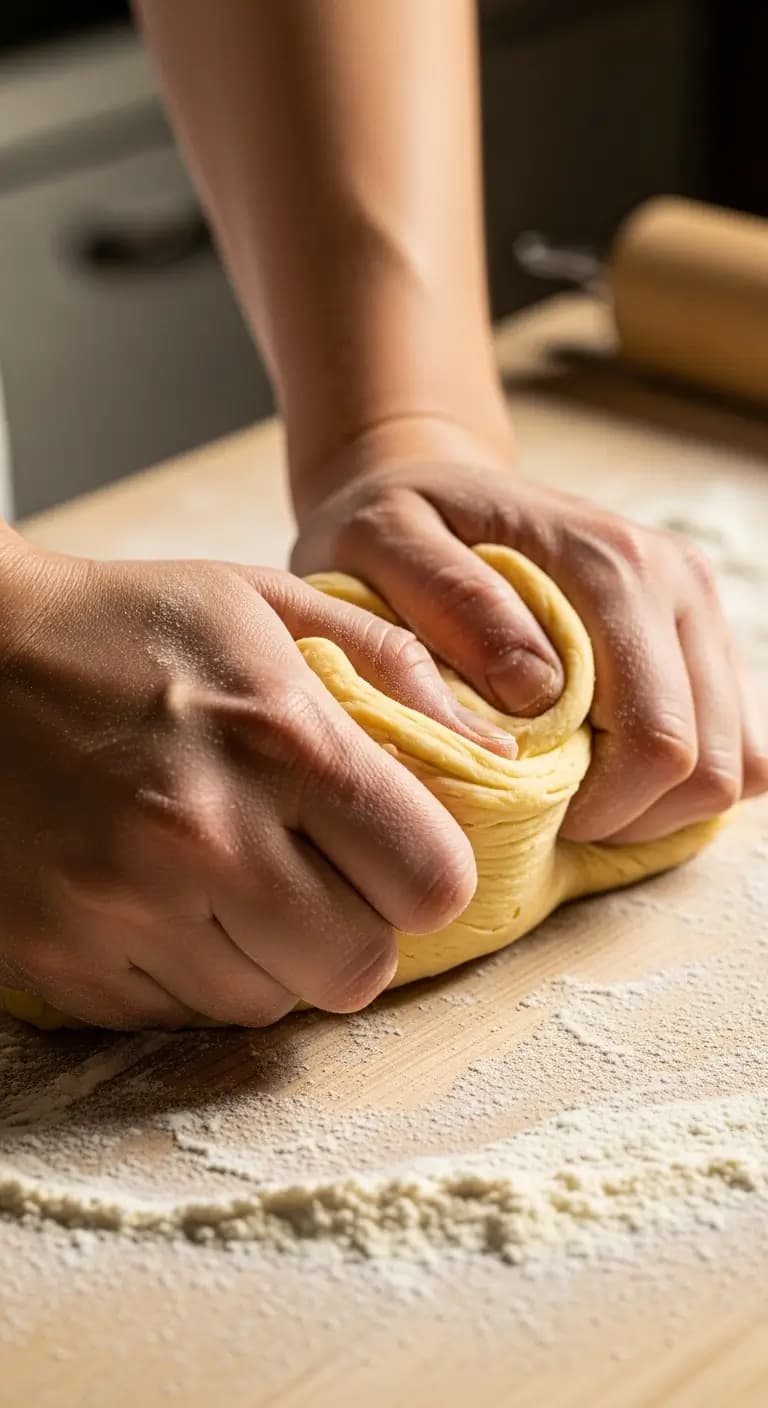 Fully fermented Kaslo pasta dough after 10 hours showing bubbles, elasticity, and pleasant sour aroma